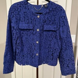 Black Label by Chico's™ Lace Button Up Cropped Blazer